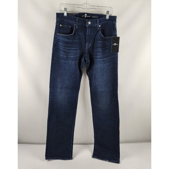 7 For All Mankind Jeans Mens 30x34 Blue Austyn Relaxed Straight Leg Denim NWT - Picture 1 of 13
